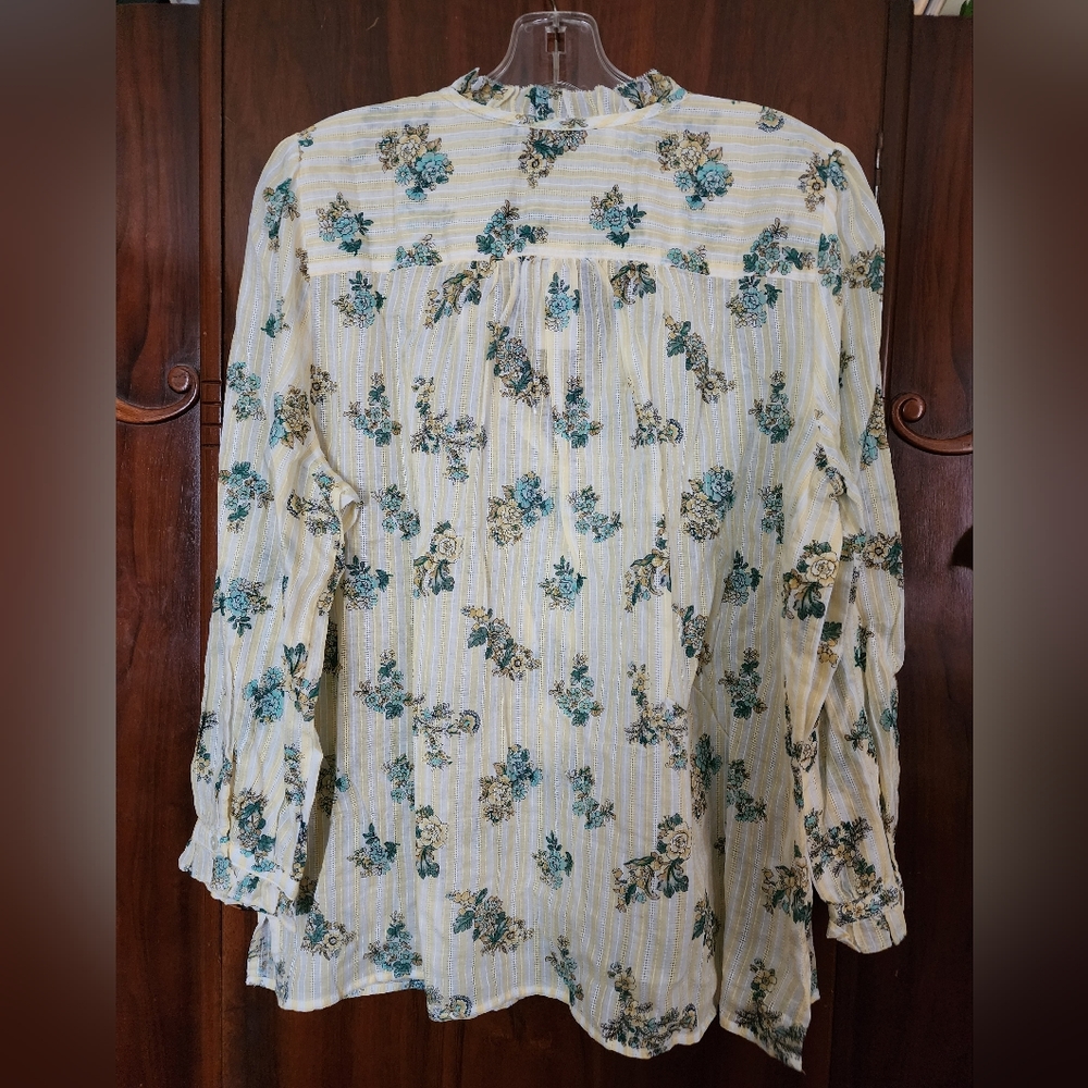 NWT LOFT Bouquet Pintucked Tie Neck Blouse - Picture 6 of 7